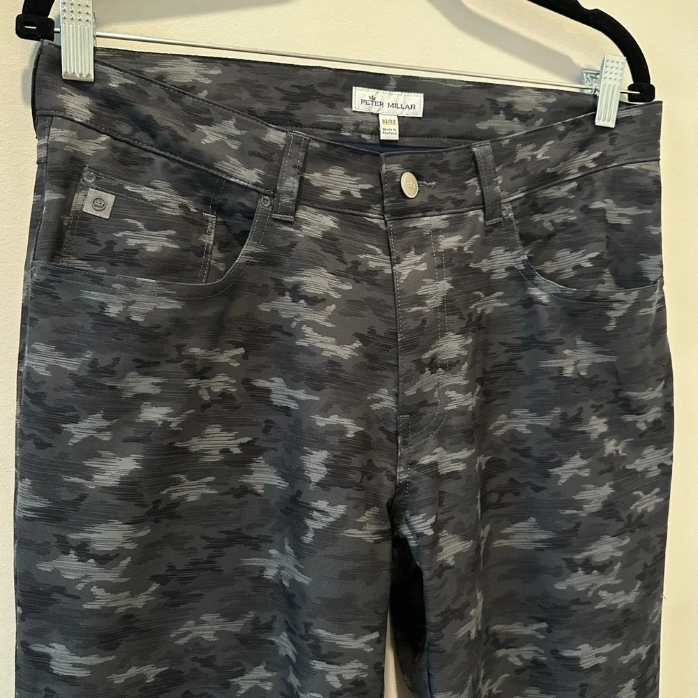 Men’s Peter Millar Crown Sport 5 Pocket Camo Black Golf Pants eb66 Size 32 30